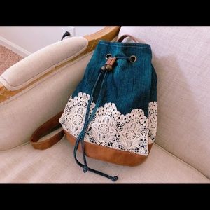 Denim Lace Back Pack